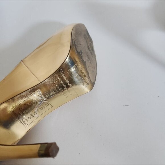 TED BAKER | Patent leather pumps open toe yellow heels sz 38.5 - Picture 5 of 6